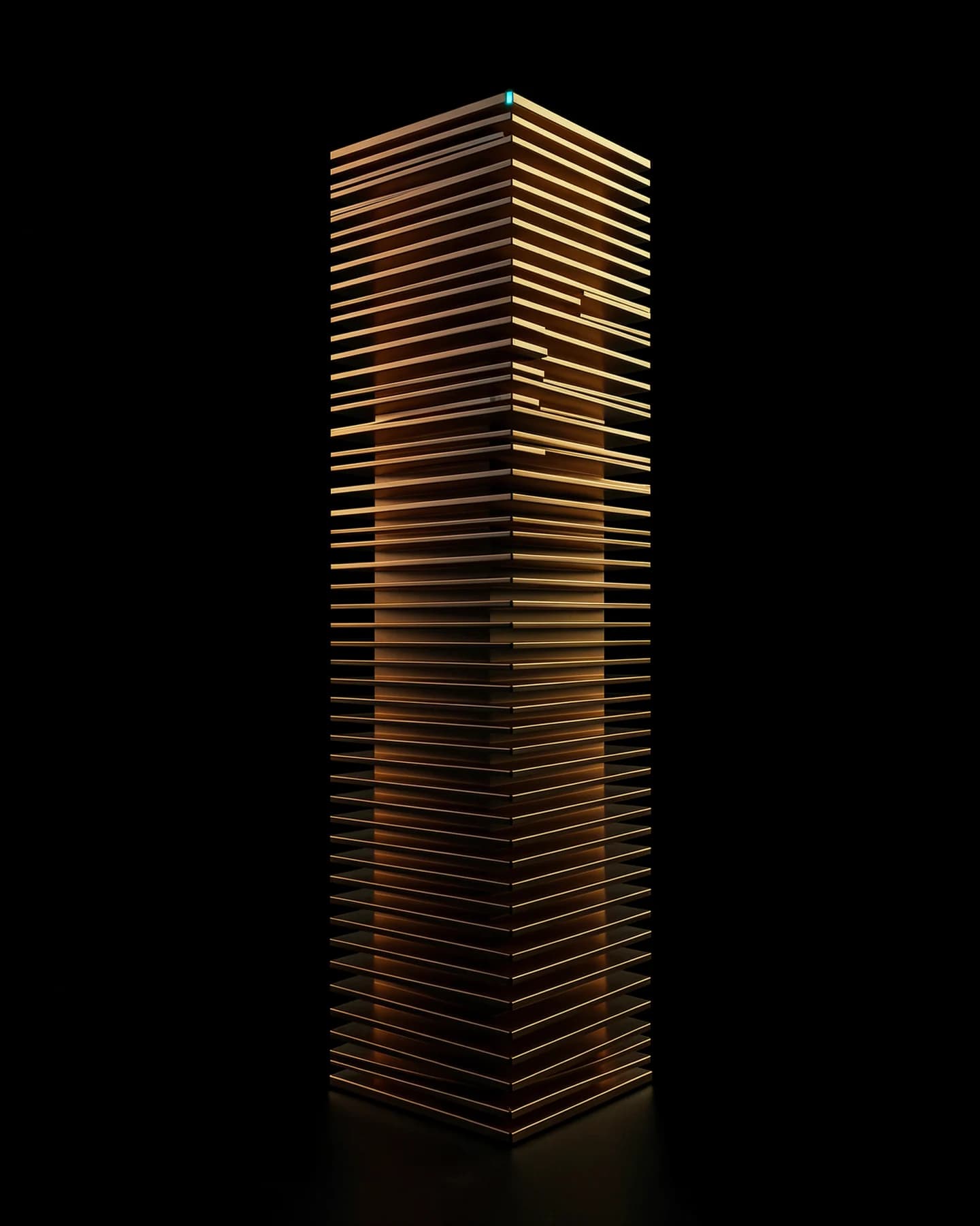 Hoge koeltoren met aluminium ribben tegen zwart