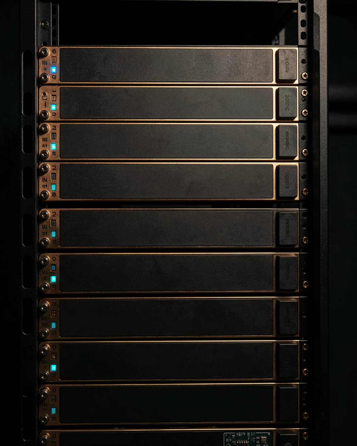 Verticale stapel blinde afdekpanelen in een serverrack