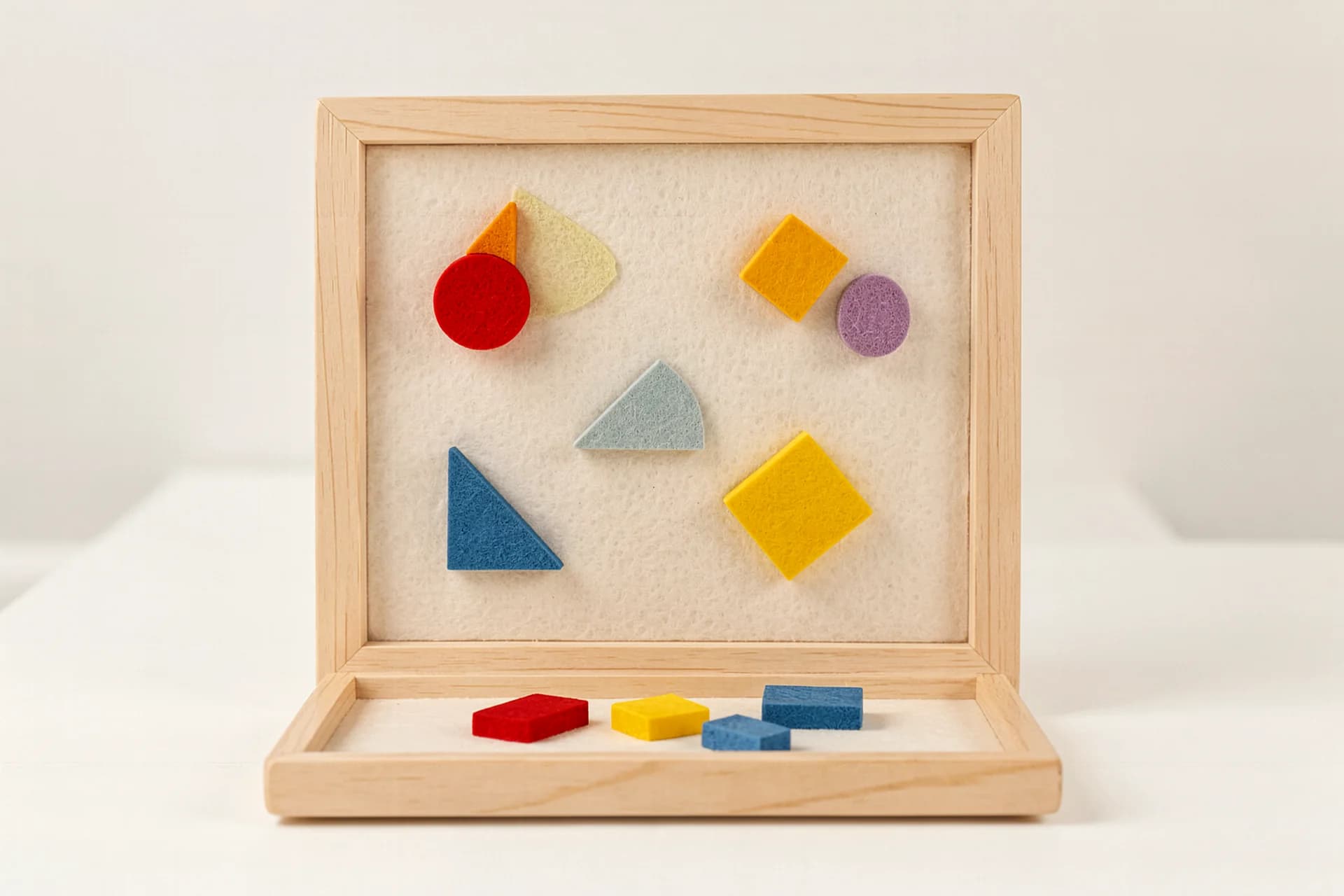 Viltbord met geometrische figuren in zachte tinten