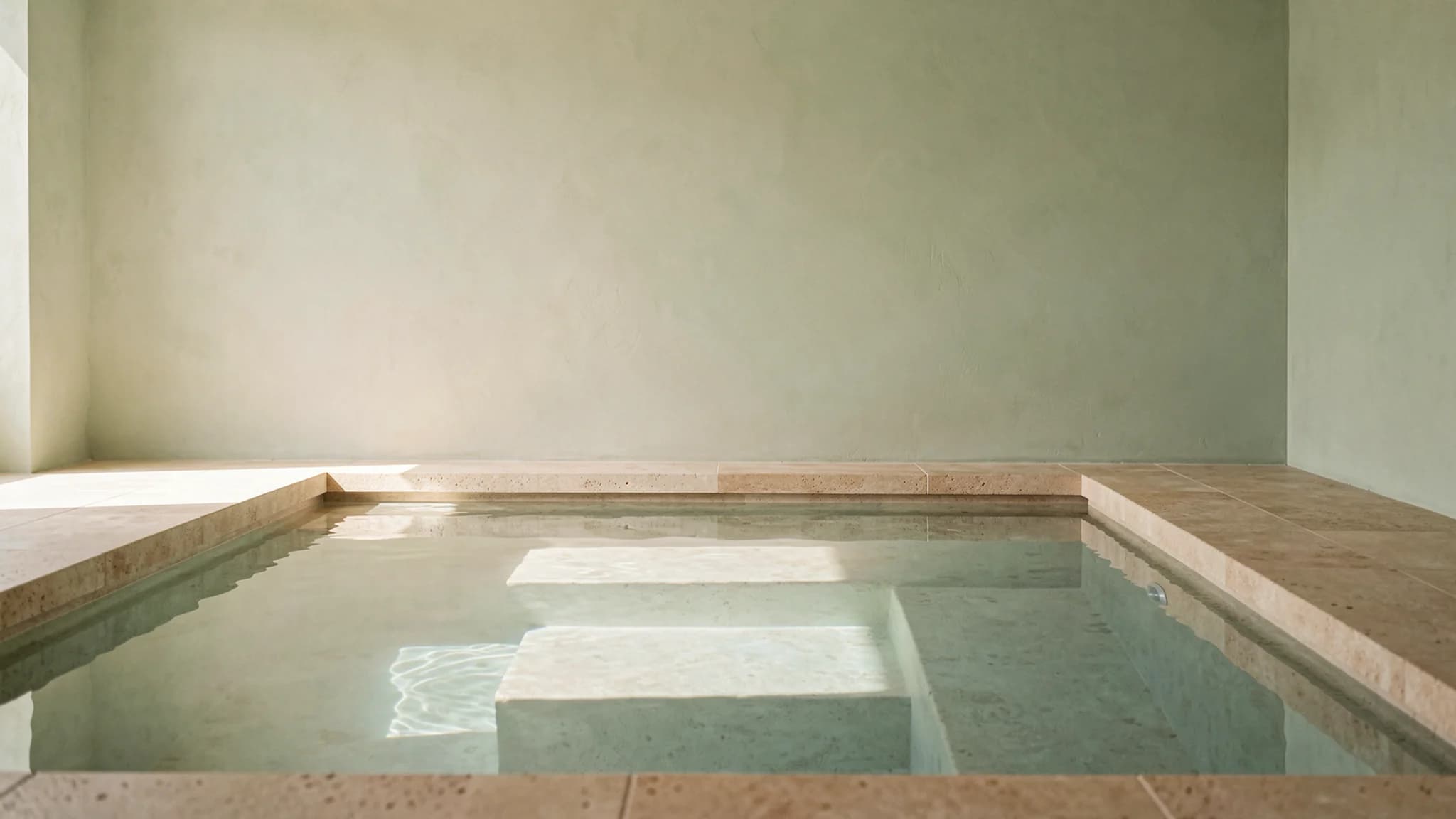 Stil wateroppervlak van een stenen dompelbad